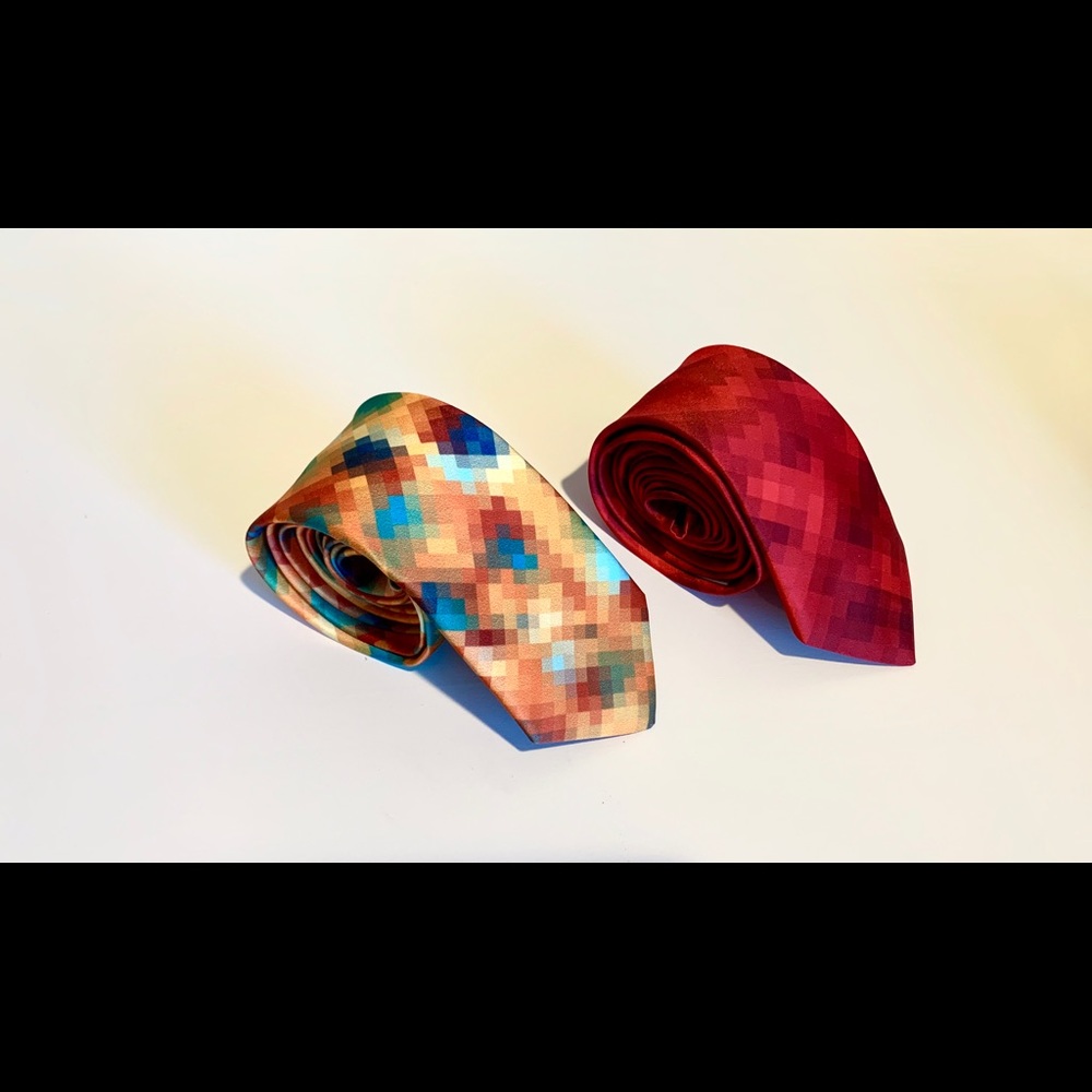 New set of 2 Ties Red Pixel & Mustard Pixel